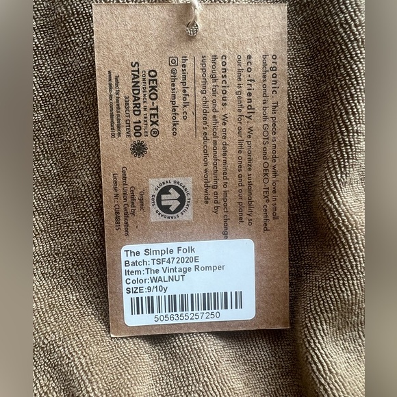 The Simple Folk Vintage Terry Romper  - walnut multiple sizes - Picture 5 of 6